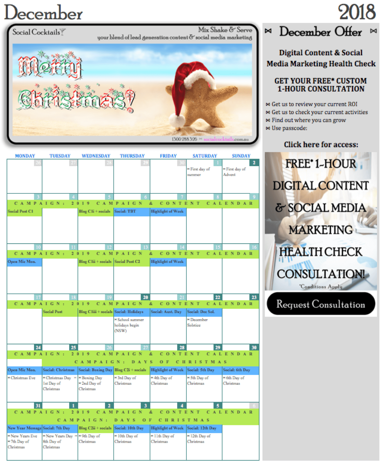 Campaign, Content & Social Media Marketing Calendar Plan
